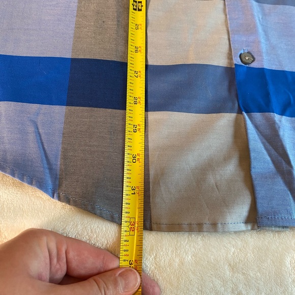 Blue Gray Plaid Long Sleeve Button Down Collared Shirt - Picture 12 of 13